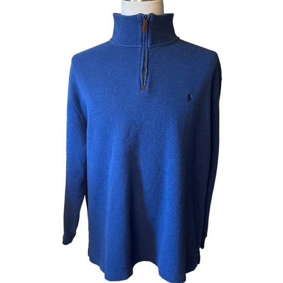 Ralph Lauren Polo Quarter Zip Pullover Sweater Men’s 2XL Blue - Picture 1 of 8